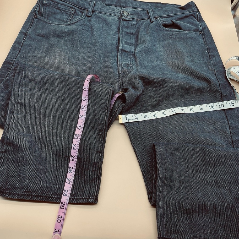 Levis 501 Jeans Size 40x30 (38 X 29) Gray Button Fly Straight Denim Pants - Picture 7 of 10